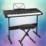 Alpha 61 Keys Electronic Piano Keyboard Digital Electric w/ Stand Stool Lighted - Close-Up Angle