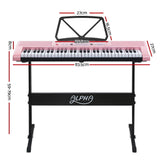 Alpha 61 Keys Electronic Piano Keyboard Digital Electric w/ Stand Lighted Pink - Front View