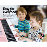 Alpha 61 Keys Electronic Piano Keyboard Digital Electric w/ Stand Lighted Pink - Top-Down View
