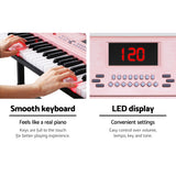Alpha 61 Keys Electronic Piano Keyboard Digital Electric w/ Stand Lighted Pink - Rear View