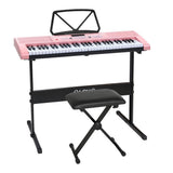 Alpha 61 Keys Electronic Piano Keyboard Digital Electric w/ Stand Stool Pink - Close-Up Angle