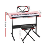 Alpha 61 Keys Electronic Piano Keyboard Digital Electric w/ Stand Stool Pink - Front View