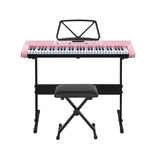 Alpha 61 Keys Electronic Piano Keyboard Digital Electric w/ Stand Stool Pink - Side View