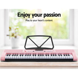 Alpha 61 Keys Electronic Piano Keyboard Digital Electric w/ Stand Stool Pink - Top-Down View