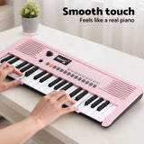 Alpha 37-Key Digital Piano Keyboard for Kids Beginners Electronic Keyboard Piano Gift Pink - 45-Degree Angle