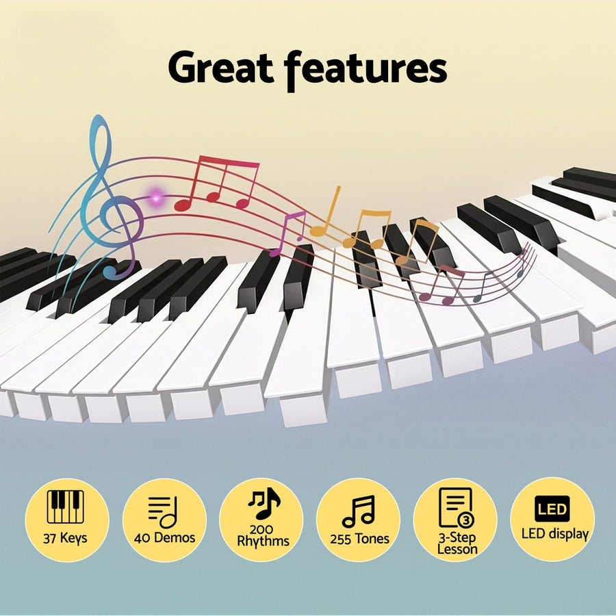 Alpha 37-Key Digital Piano Keyboard Electric Black