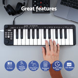 Alpha 25-Key MIDI Keyboard Controller Portable USB Laptop Black - Top-Down View