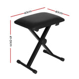Alpha Piano Stool Adjustable Height Keyboard Seat Portable Bench Chair Black - Front View