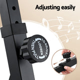 Alpha Heavy Duty Adjustable Piano Stand with Lockable Wheels Z-Stand Black - Rear View