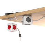 Allocacoc PowerCube Extended USB Powerboard 4-Outlets 2 USB Ports Grey-White 1.5m - Rear View