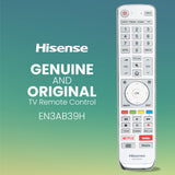 Genuine Hisense EN3AB39H TV Remote Control Original EN-3AB39H - Front View