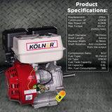 7HP Horizontal Key Shaft Q Type Petrol ENGINE - Recoil Start - Close-Up Angle