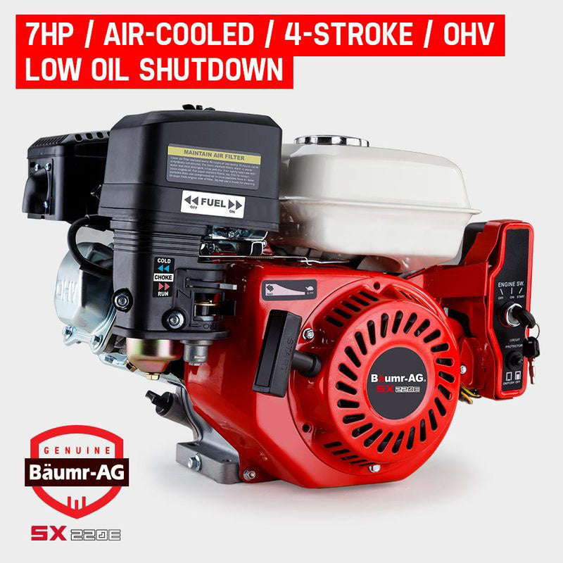 BAUMR-AG 7HP Petrol Engine Stationary Motor OHV Horizontal Shaft Electric Start 4-stroke
