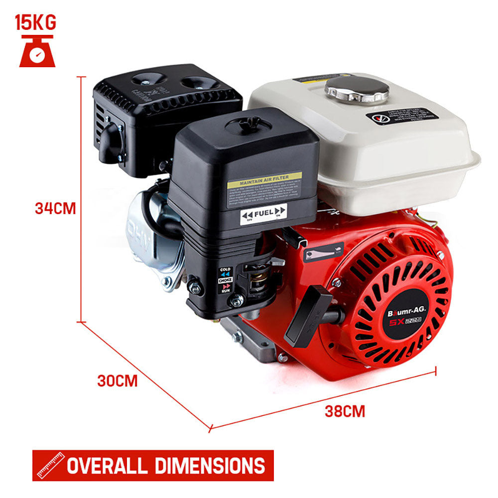 BAUMR-AG 7HP Petrol Stationary Engine OHV 4-Stroke Horizontal Shaft Replacement Motor