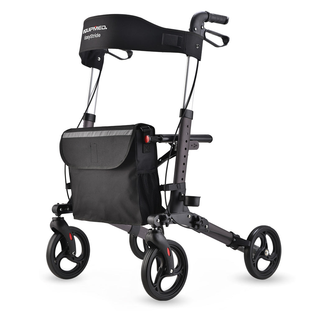 EQUIPMED EasyStride Quick-Fold Aluminium Rollator - Titanium