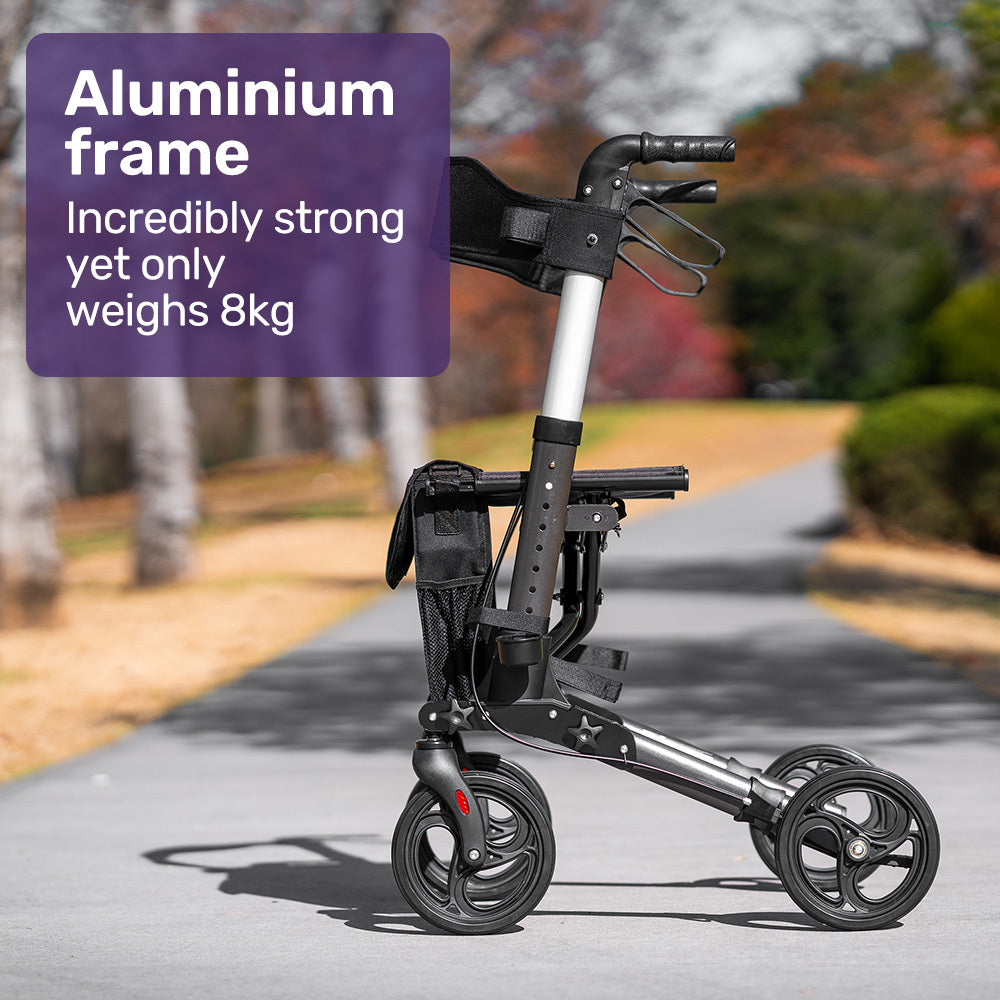 EQUIPMED EasyStride Quick-Fold Aluminium Rollator - Titanium