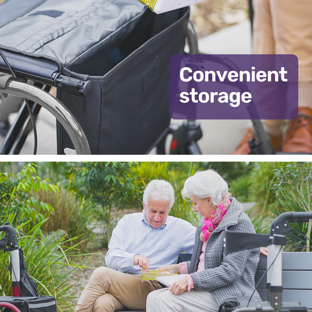 EQUIPMED EasyStride Quick-Fold Aluminium Rollator - Titanium