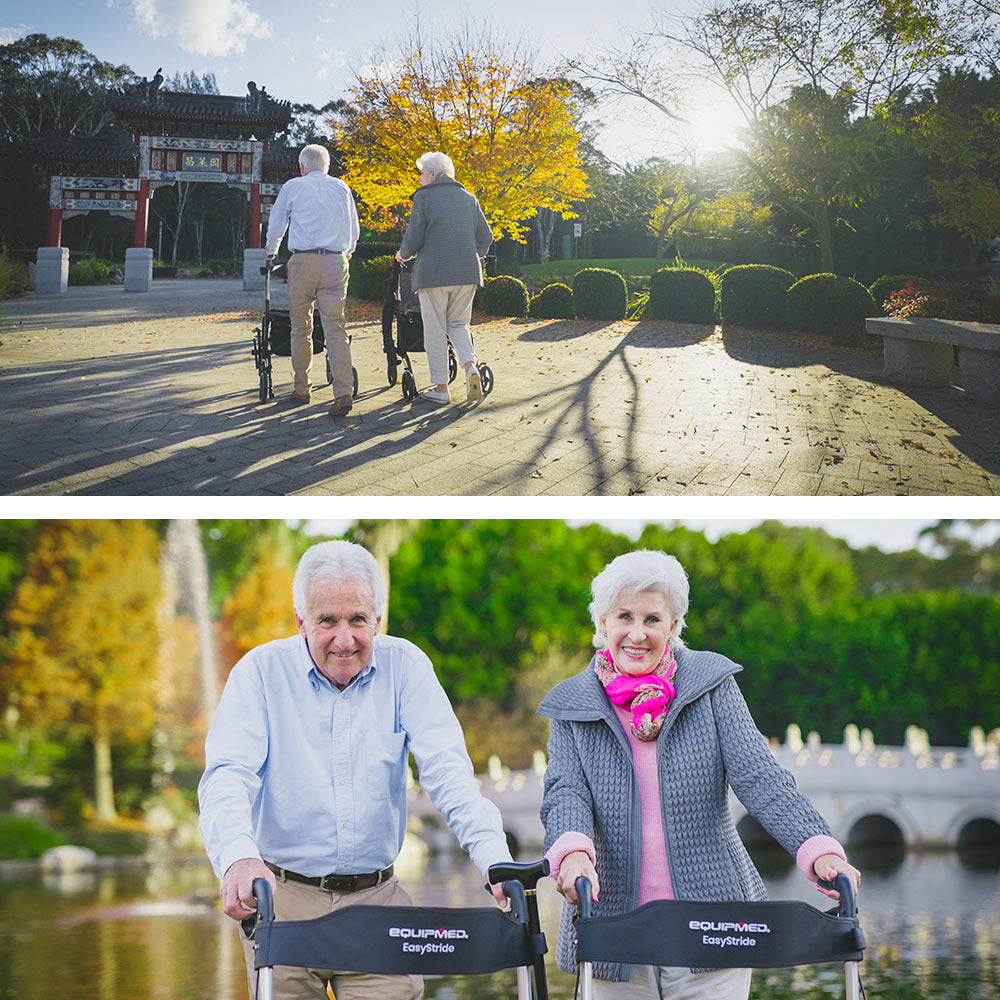 EQUIPMED EasyStride Quick-Fold Aluminium Rollator - Titanium