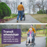 EQUIPMED SmartRoller 2-in-1 Aluminium Rollator and Transit Wheelchair - Titanium - Close-Up Angle