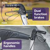 EQUIPMED SmartRoller 2-in-1 Aluminium Rollator and Transit Wheelchair - Titanium - 45-Degree Angle