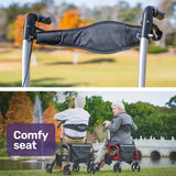 EQUIPMED SmartRoller 2-in-1 Aluminium Rollator and Transit Wheelchair - Titanium - Extra Image