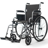 EQUIPMED Cruiseline 24' 136kg Capacity Retractable Armrests Folding Wheelchair - Grey