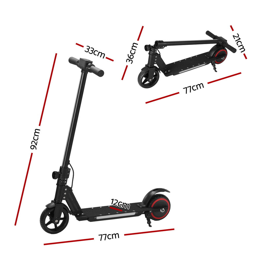 Electric Scooter 130W 16KM/H LED Light Folding Portable Riding Commuter Black