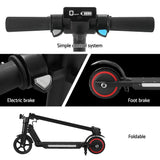 Electric Scooter 130W 16KM/H LED Light Folding Portable Riding Commuter Black - Rear View