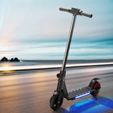 Electric Scooter 130W 16KM/H LED Light Folding Portable Riding Commuter Black - Close-Up Angle