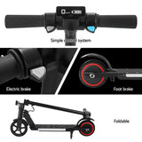 Electric Scooter 130W 16KM/H LED Light Folding Portable Riding Commuter Black - Close-Up Angle
