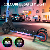 Electric Scooter 130W 16KM/H LED Light Folding Portable Riding Commuter Blue - 45-Degree Angle