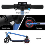 Electric Scooter 130W 16KM/H LED Light Folding Portable Riding Commuter Blue - Rear View