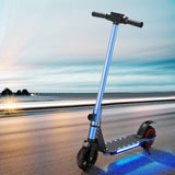 Electric Scooter 130W 16KM/H LED Light Folding Portable Riding Commuter Blue - Close-Up Angle