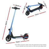 Electric Scooter 130W 16KM/H LED Light Folding Portable Riding Commuter Blue - Front View