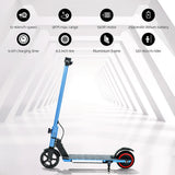 Electric Scooter 130W 16KM/H LED Light Folding Portable Riding Commuter Blue - 45-Degree Angle