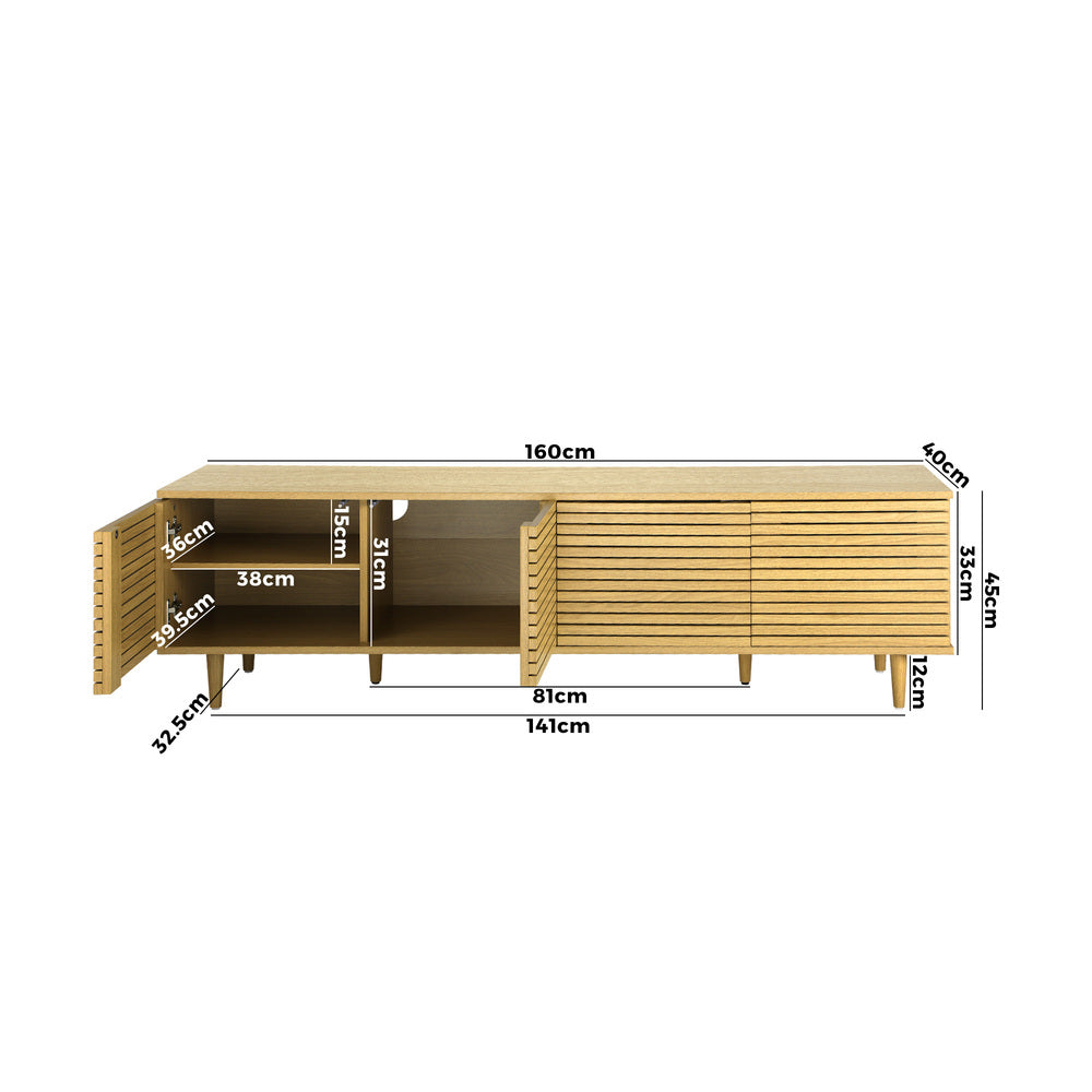 Oikiture TV Stand Cabinet Entertainment Unit Unique Door 160CM