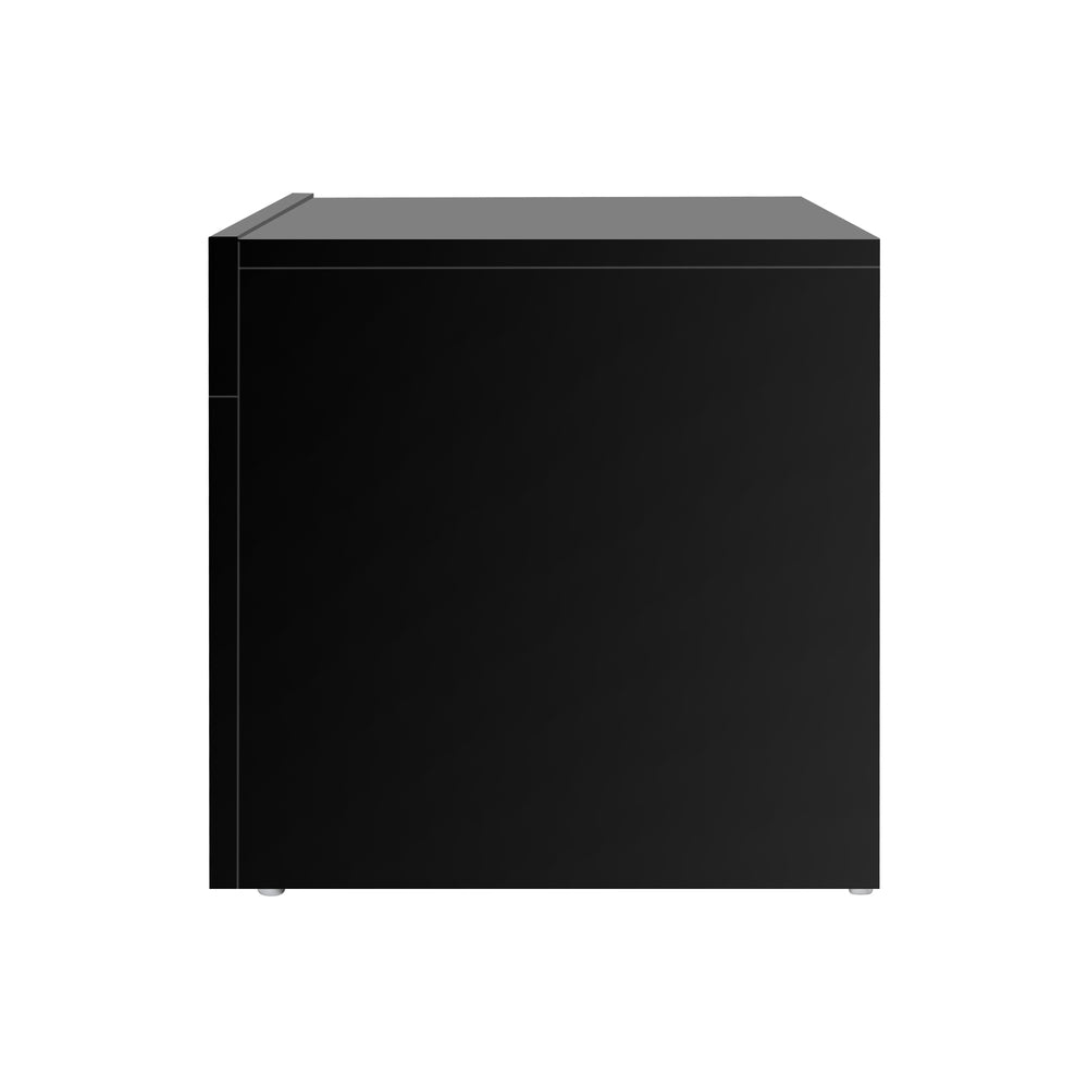 Oikiture TV Stand Cabinet Entertainment Unit RGB LED Gloss 130cm Black