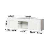 Oikiture TV Stand Cabinet Entertainment Unit RGB LED Gloss 130cm White - Top-Down View