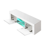 Oikiture TV Stand Cabinet Entertainment Unit RGB LED Gloss 130cm White