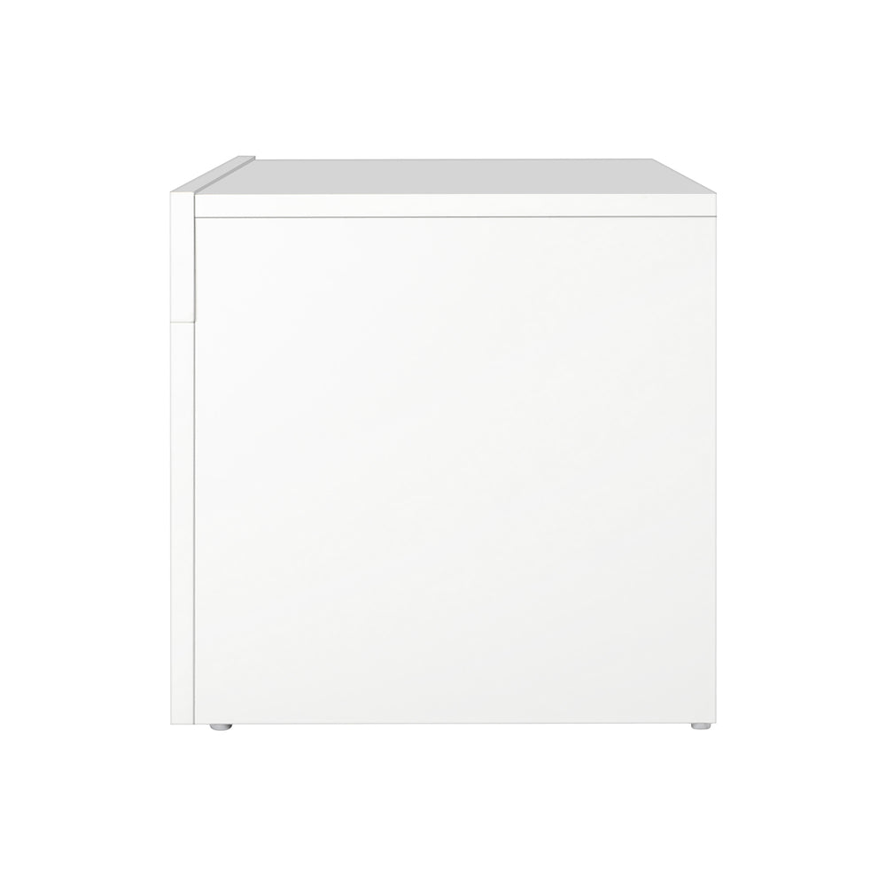 Oikiture TV Stand Cabinet Entertainment Unit RGB LED Gloss 130cm White