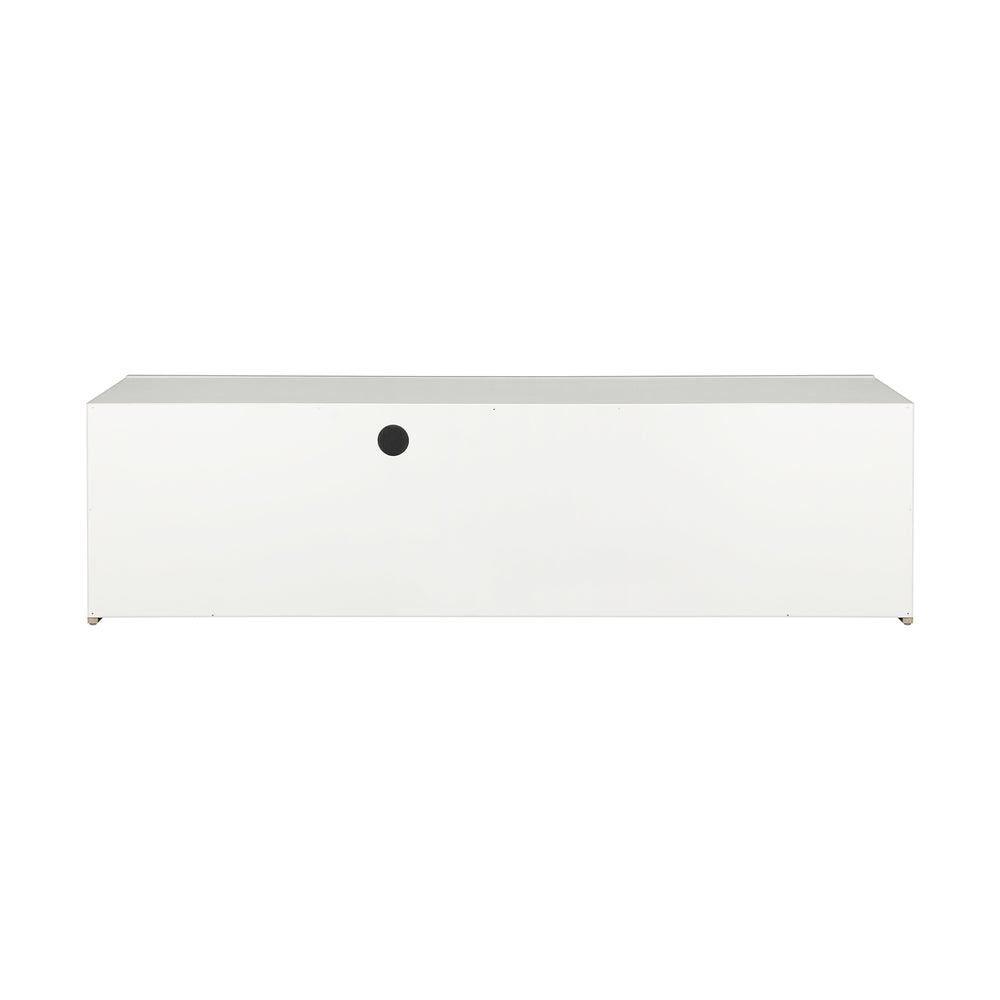 Oikiture TV Stand Cabinet Entertainment Unit RGB LED Gloss 130cm White