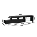 Oikiture TV Stand Cabinet Entertainment Unit RGB LED Gloss Black 220cm
