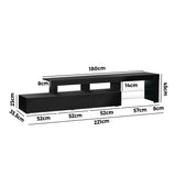 Oikiture TV Stand Cabinet Entertainment Unit RGB LED Gloss Black 220cm - Top-Down View
