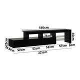 Oikiture TV Stand Cabinet Entertainment Unit RGB LED Gloss Black 220cm