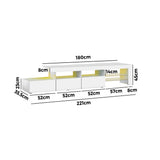 Oikiture TV Stand Cabinet Entertainment Unit RGB LED Gloss White 220cm