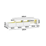 Oikiture TV Stand Cabinet Entertainment Unit RGB LED Gloss White 220cm - Rear View