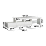 Oikiture TV Stand Cabinet Entertainment Unit RGB LED Gloss White 220cm - Close-Up Angle