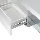 Oikiture TV Stand Cabinet Entertainment Unit RGB LED Gloss White 220cm