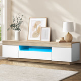 Oikiture TV Stand Cabinet Entertainment Unit RGB LED 180cm - Close-Up Angle
