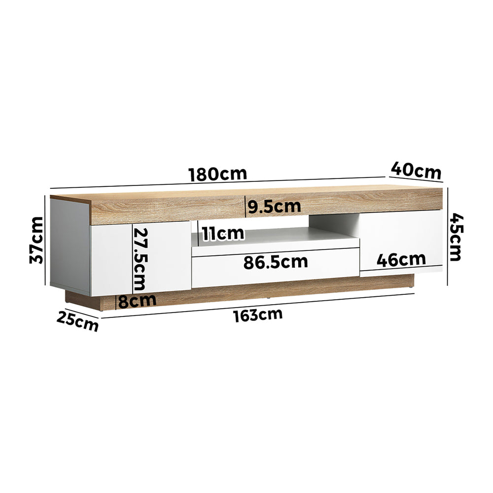 Oikiture TV Stand Cabinet Entertainment Unit RGB LED 180cm